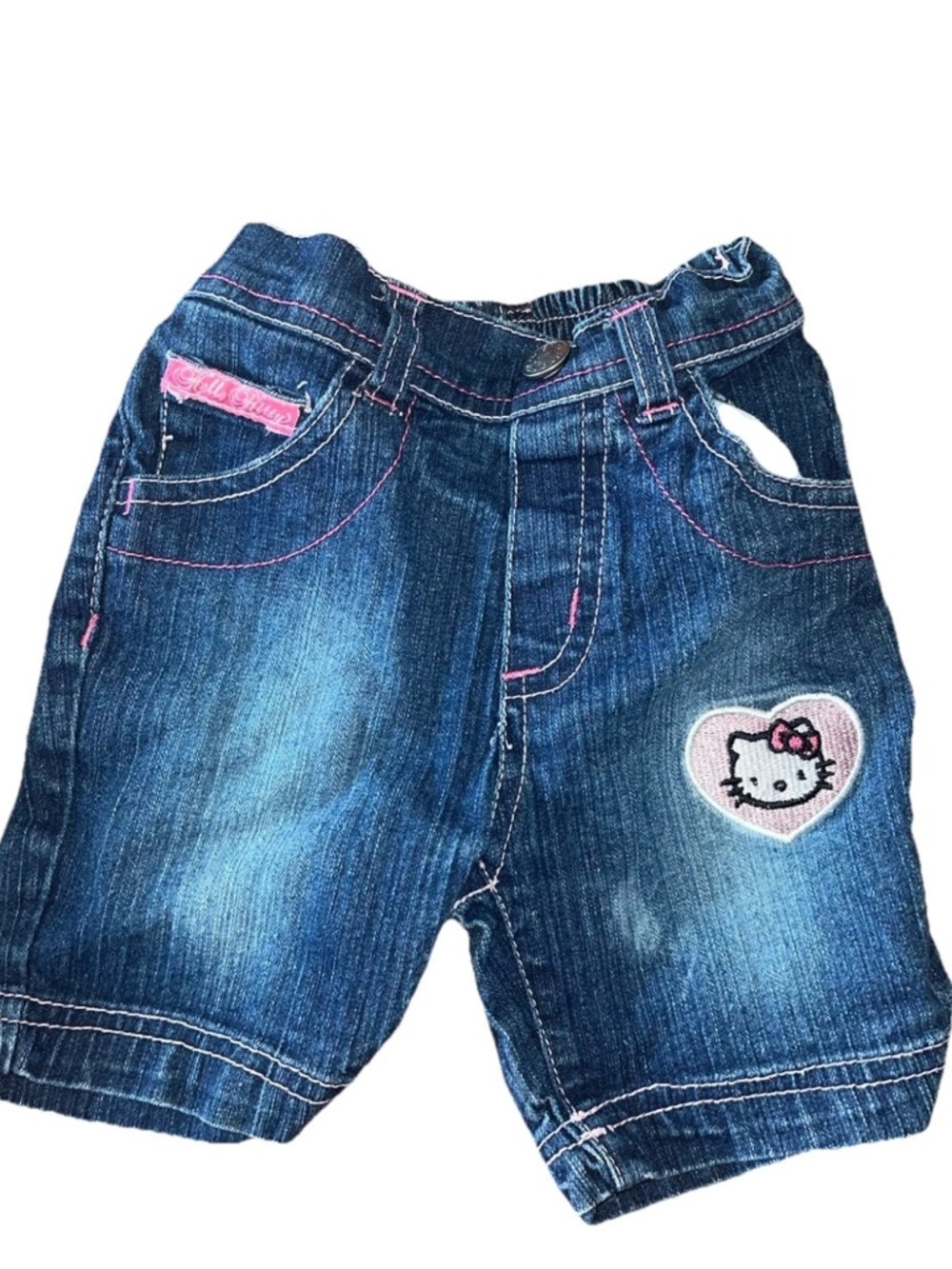 Vintage Y2K Hello Kitty Denim Shorts Sanrio 2009 Size 12 Months